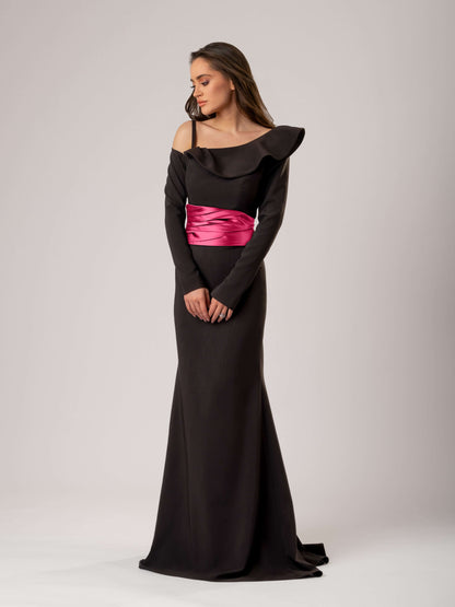 Magical Night Evening Dress with Satin Belt