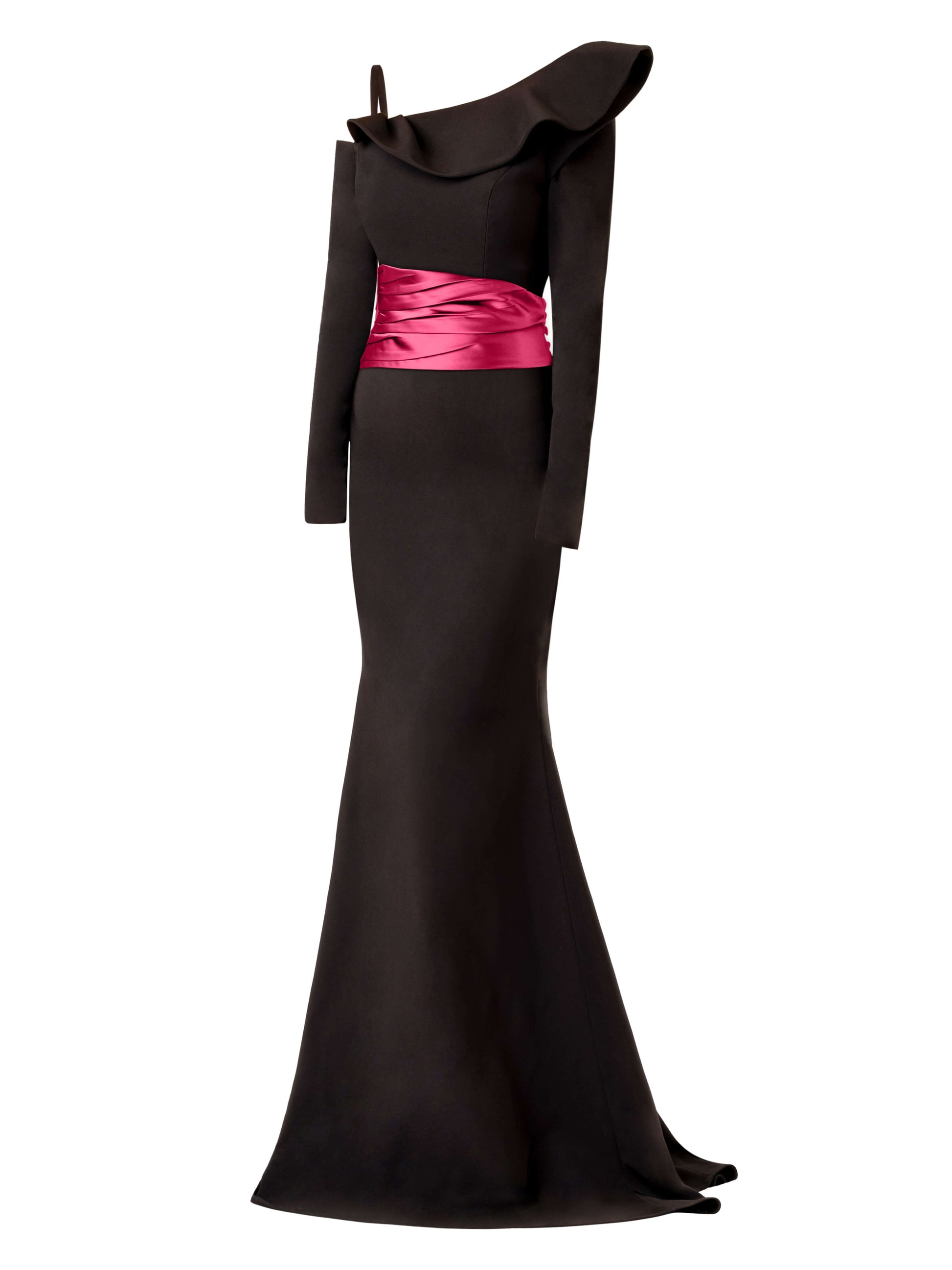 Tia Dorraine Gown With Detachable Satin Belt - Black/pink Tia Dorraine Gown With Detachable Satin Belt - Black/pink