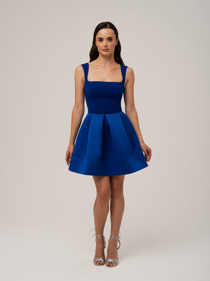 Sweet Love Flared Satin Mini Dress - Azure Blue Sweet Love Flared Satin Mini Dress - Azure Blue