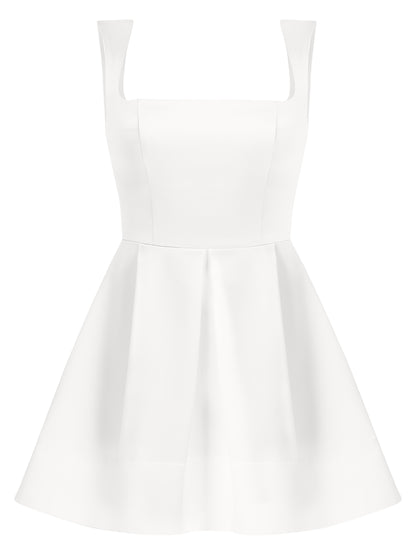 Sweet Love Flared Satin Mini Dress - White