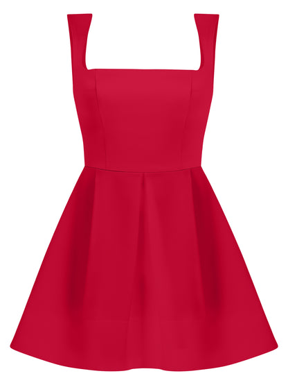 Sweet Love Flared Satin Mini Dress - Red