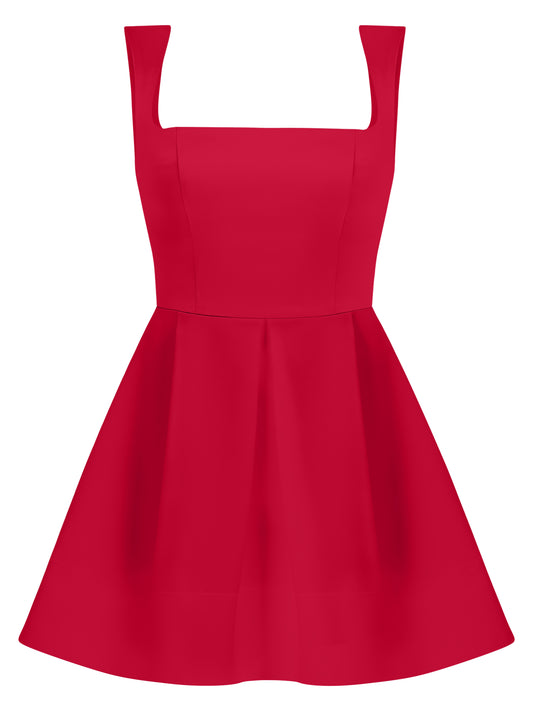 Sweet Love Flared Satin Mini Dress - Red