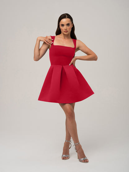 Sweet Love Flared Satin Mini Dress by Tia Dorraine Women's Luxury Fashion Designer Clothing Brand