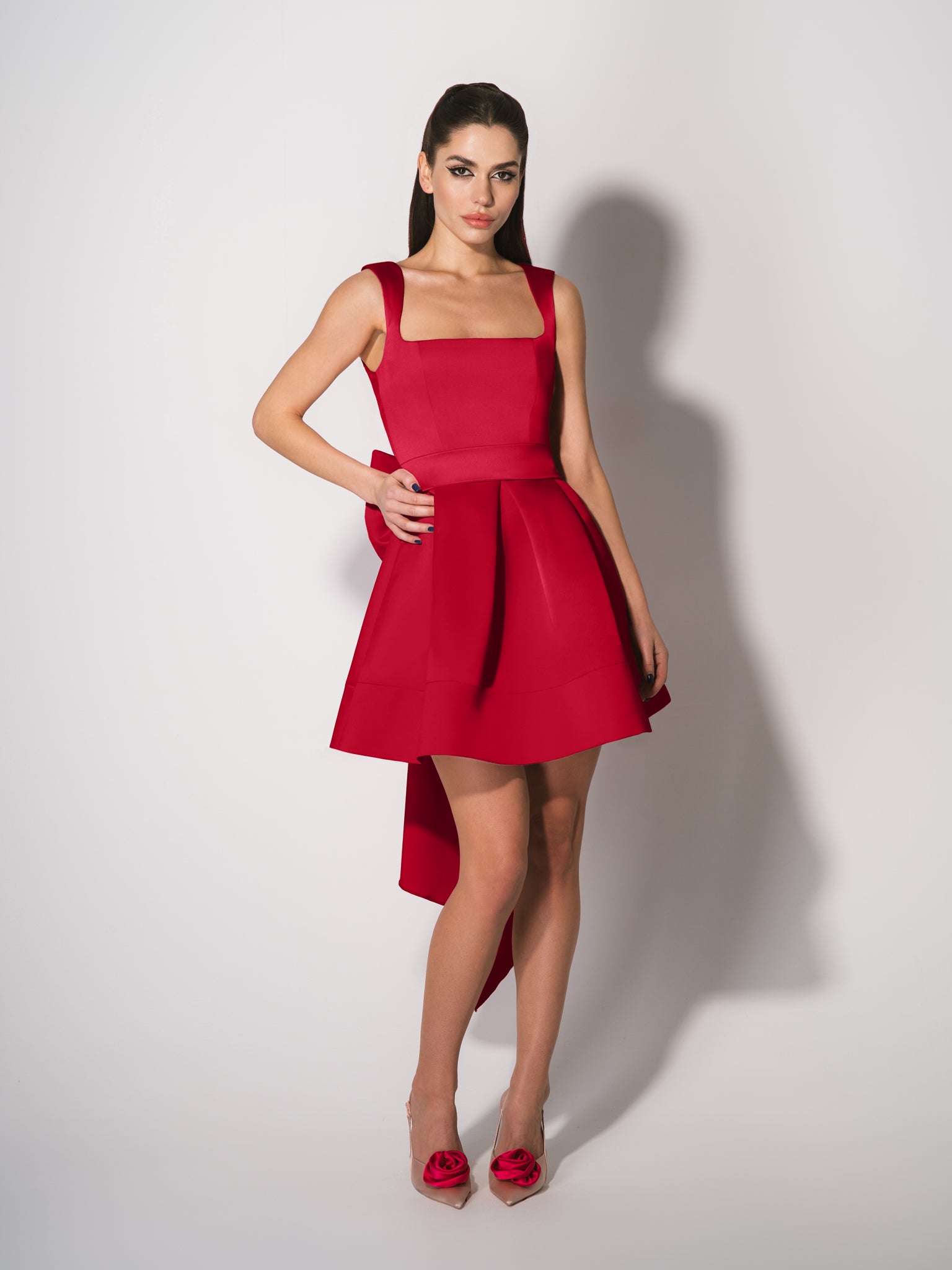 Sweet Love Flared Satin Mini Dress by Tia Dorraine Women's Luxury Fashion Designer Clothing Brand