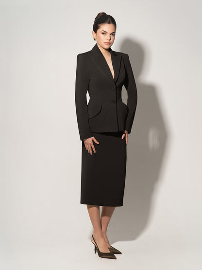 Tailored Fit Suiting Blazer - Black