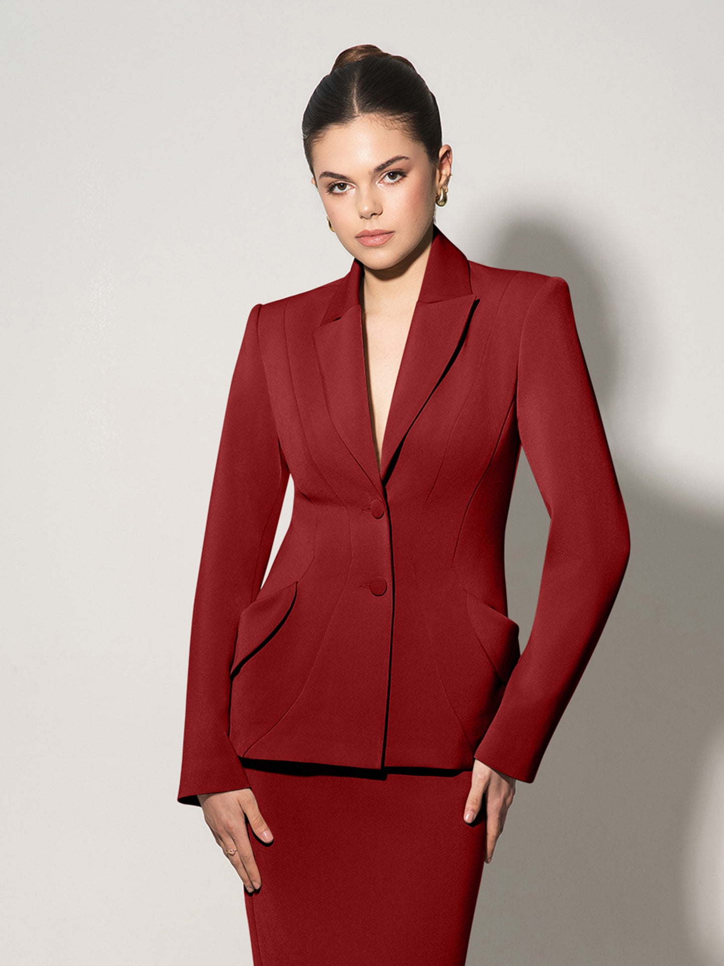 Tailored Fit Suiting Blazer - Burgundy