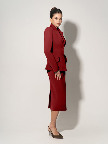 Tailored Fit Suiting Blazer - Burgundy