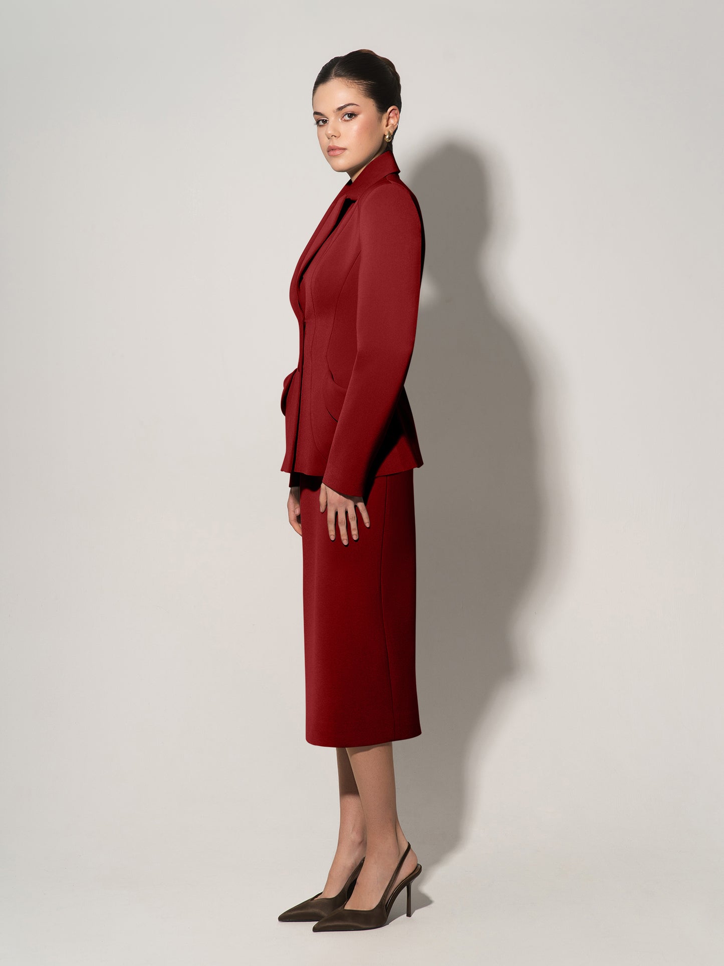 Tailored Fit Suiting Blazer - Burgundy