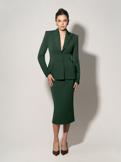 Tailored Fit Suiting Blazer - Dark Green