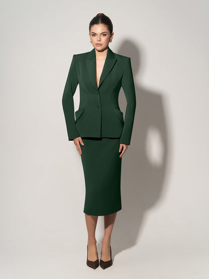 Tailored Fit Suiting Blazer - Dark Green