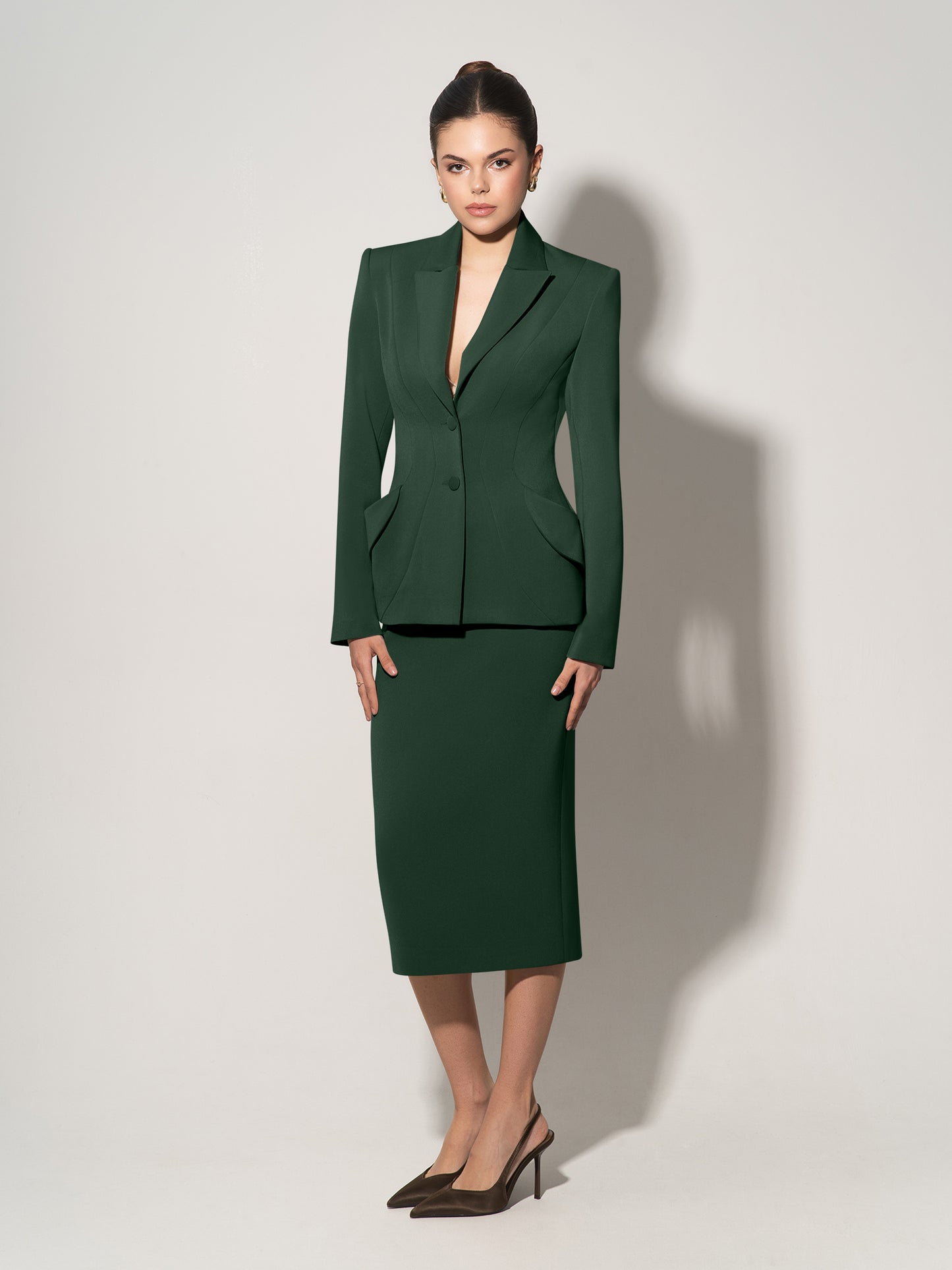 Tailored Fit Suiting Blazer - Dark Green