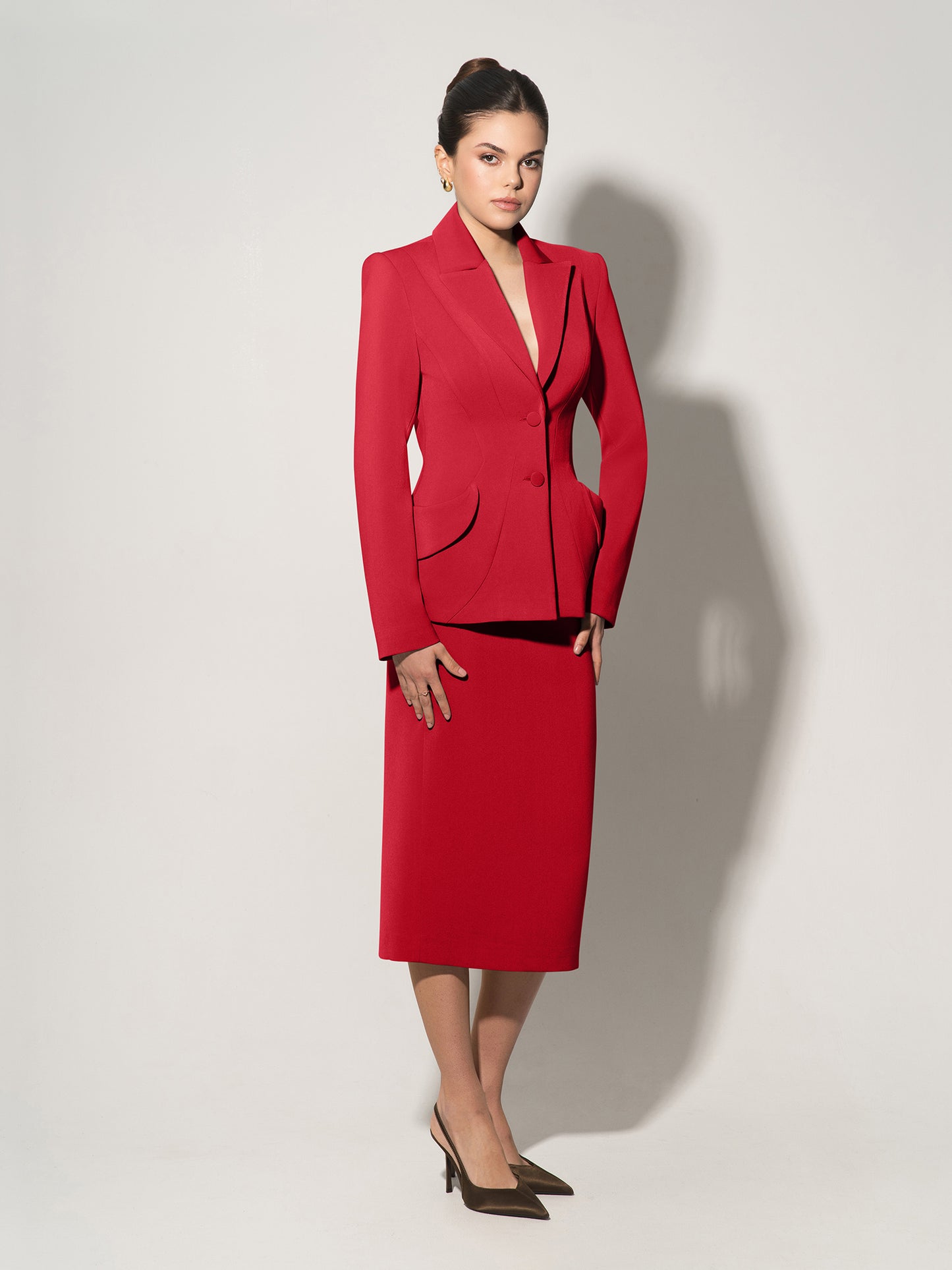 Tailored Fit Suiting Blazer - Fierce Red