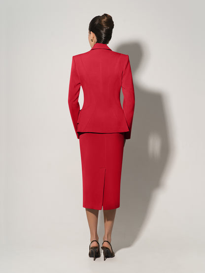 Tailored Fit Suiting Blazer - Fierce Red