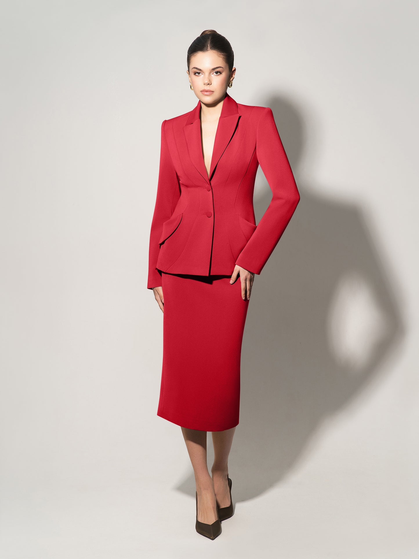 Tailored Fit Suiting Blazer - Fierce Red