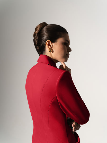 Tailored Fit Suiting Blazer - Fierce Red