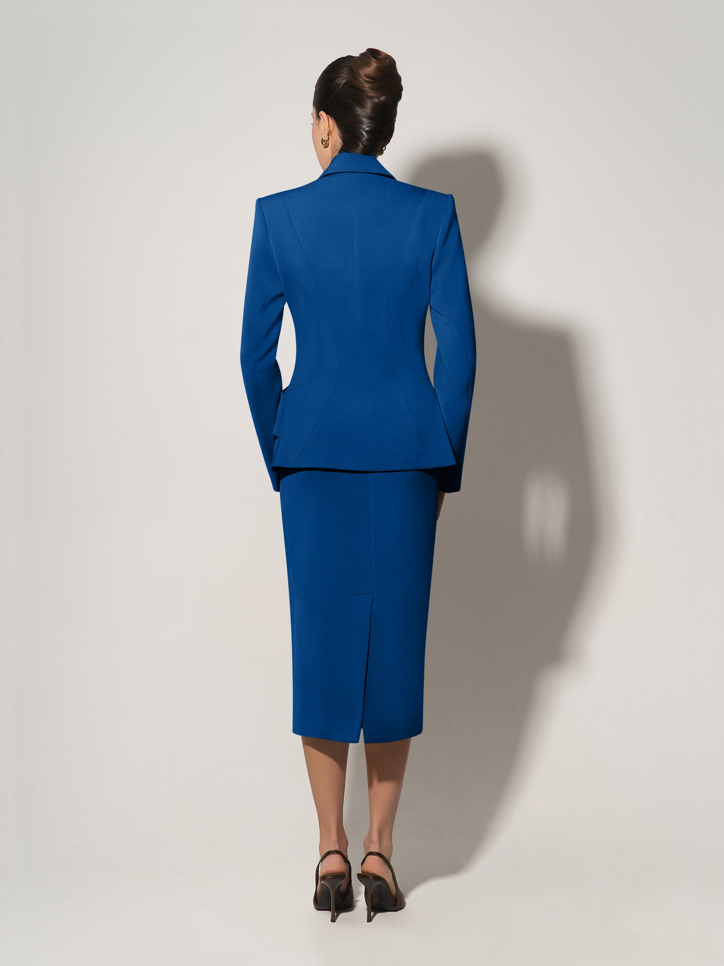 Tailored Fit Suiting Blazer & Skirt Suit - Azure Blue