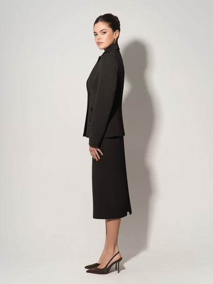 Tailored Fit Suiting Blazer & Skirt Suit - Black