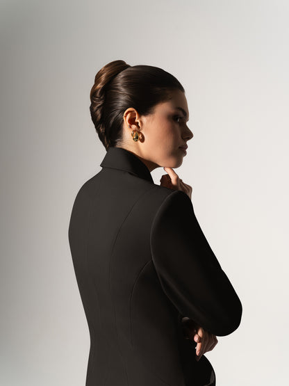 Tailored Fit Suiting Blazer & Skirt Suit - Black