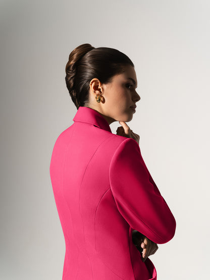 Tailored Fit Suiting Blazer & Skirt Suit - Hot Pink
