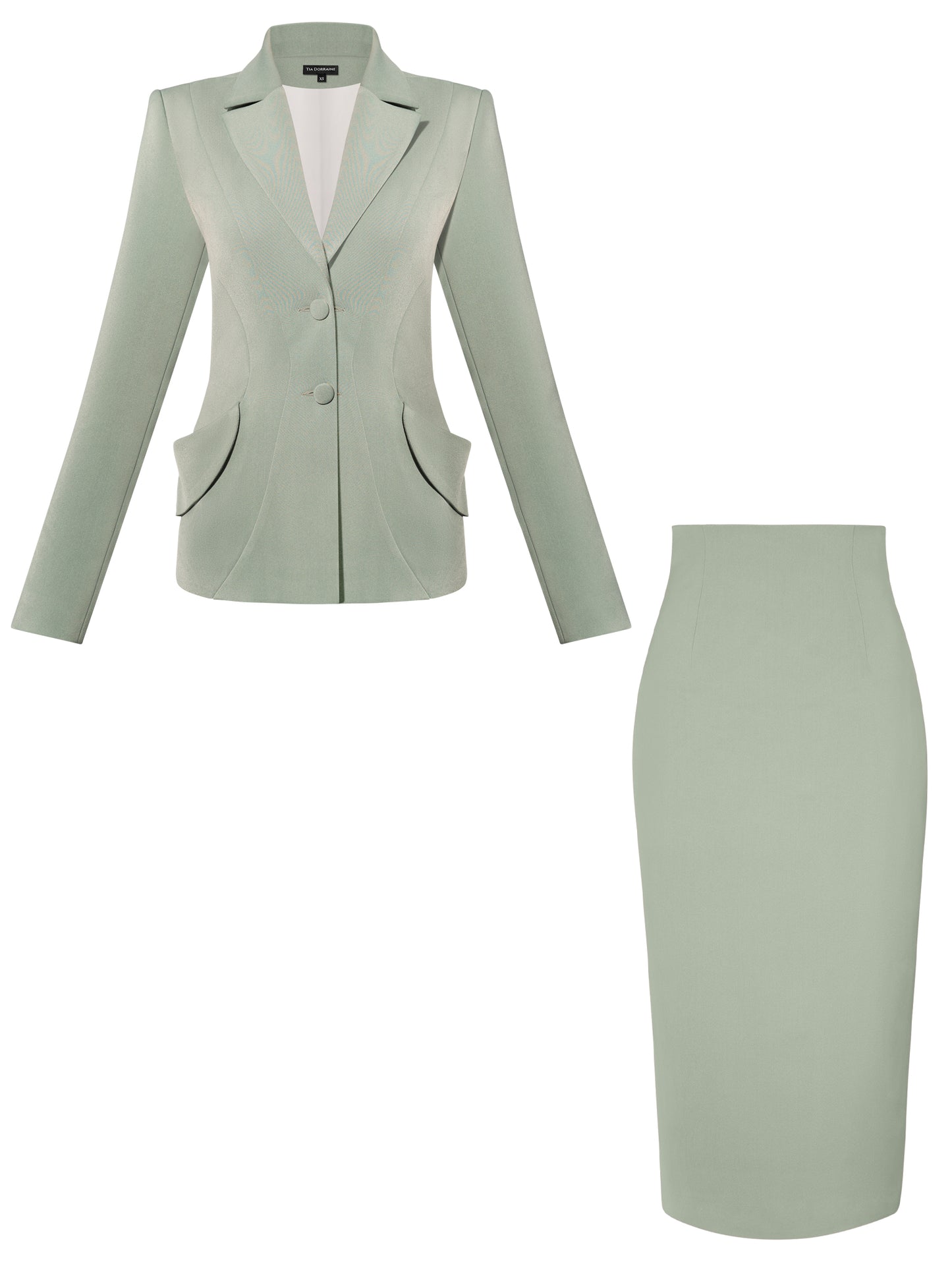 Tailored Fit Suiting Blazer & Skirt Suit - Light Green