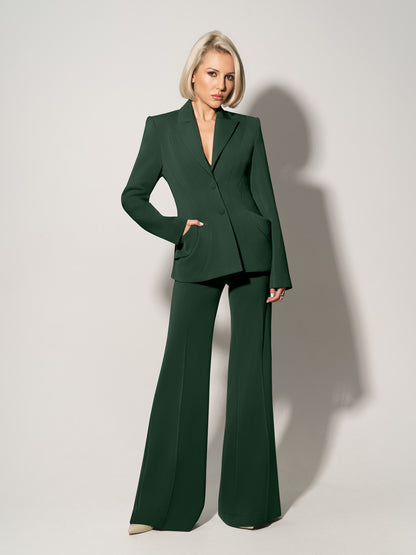 Tailored Fit Suiting Blazer & Trousers Suit - Dark Green