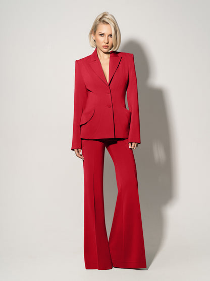 Tailored Fit Suiting Blazer & Trousers Suit - Fierce Red