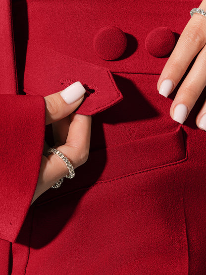 Tailored Fit Suiting Blazer & Trousers Suit - Fierce Red