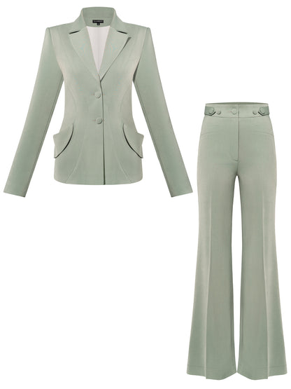 Tailored Fit Suiting Blazer & Trousers Suit - Light Green