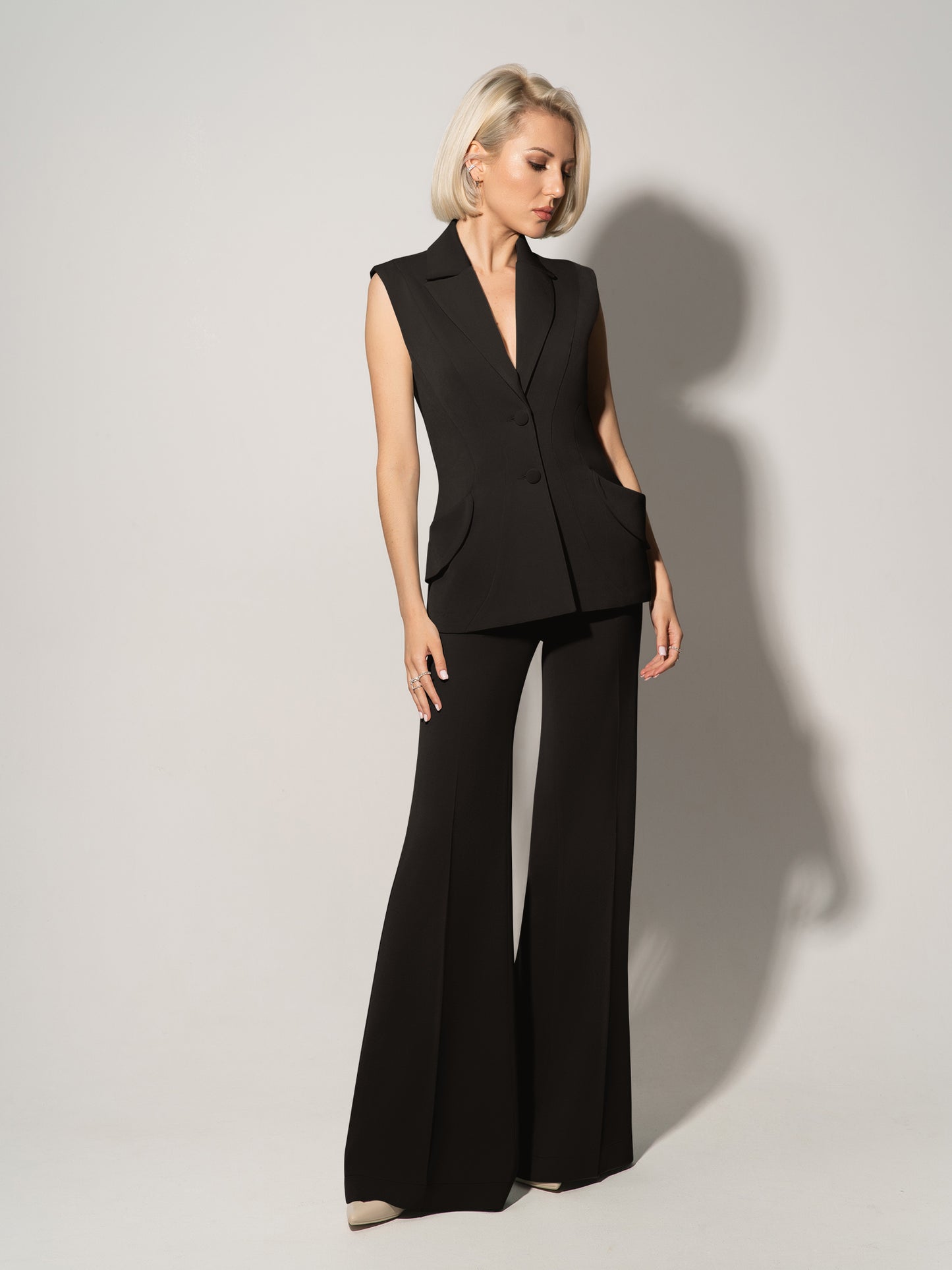 Tailored Fit Suiting Vest - Black