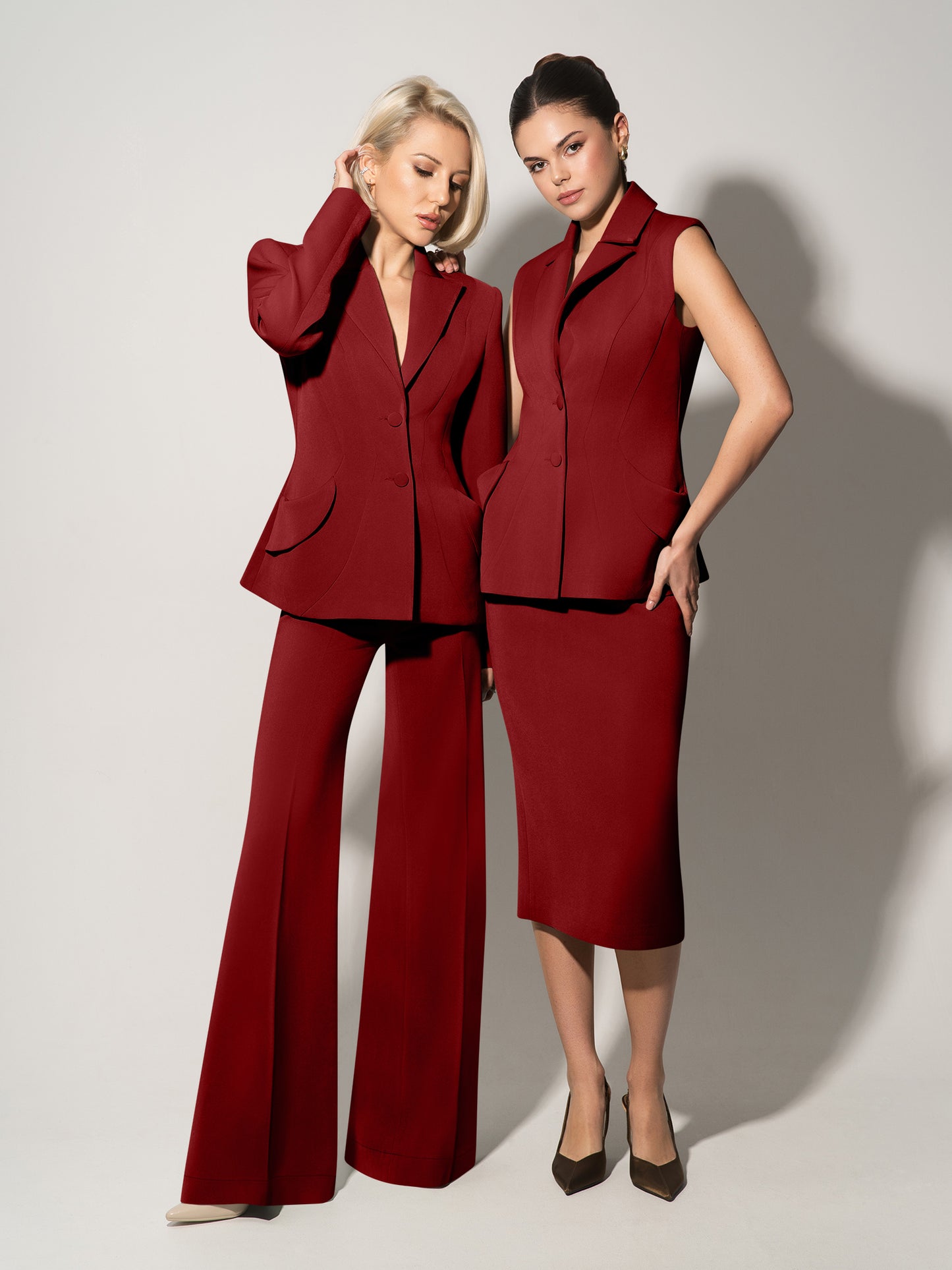 Tailored Fit Suiting Vest - Burgundy