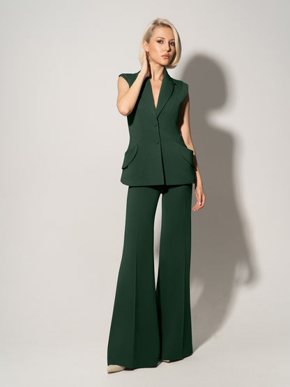 Tailored Fit Suiting Vest - Dark Green