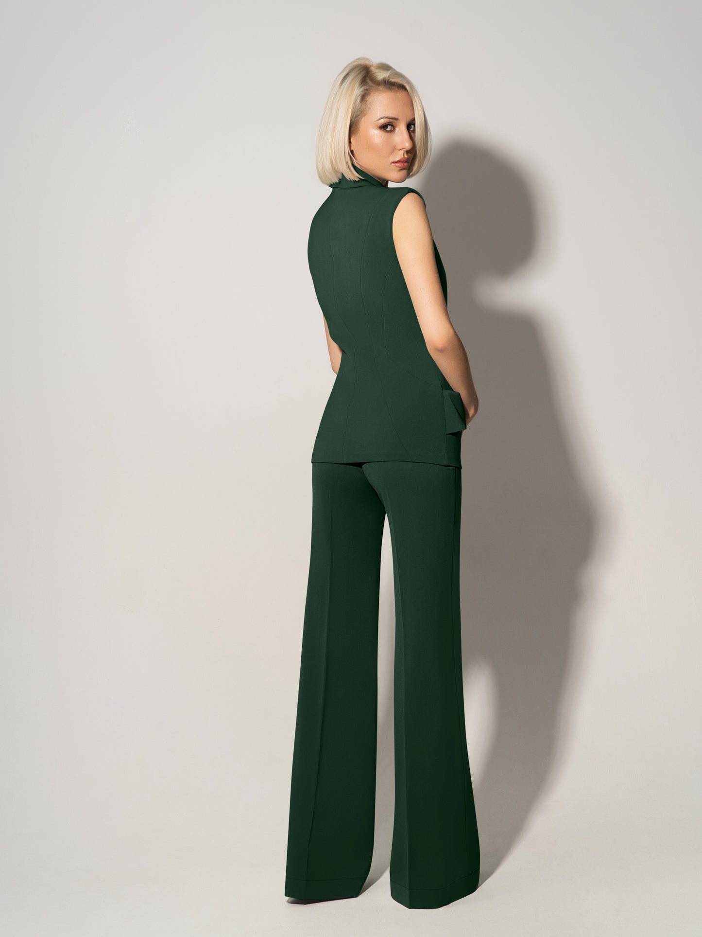 Tailored Fit Suiting Vest - Dark Green