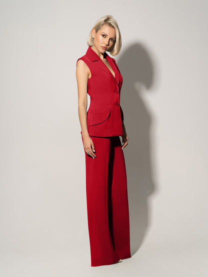 Tailored Fit Suiting Vest - Fierce Red