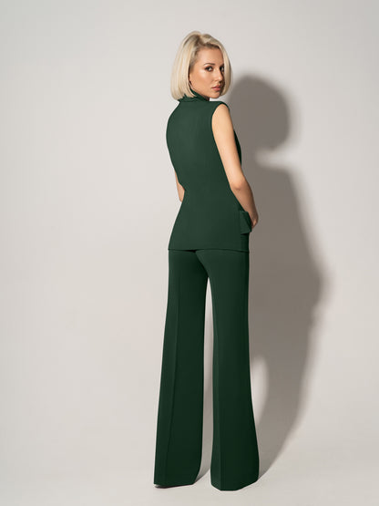 Tailored Fit Suiting Vest & Trousers Set - Dark Green