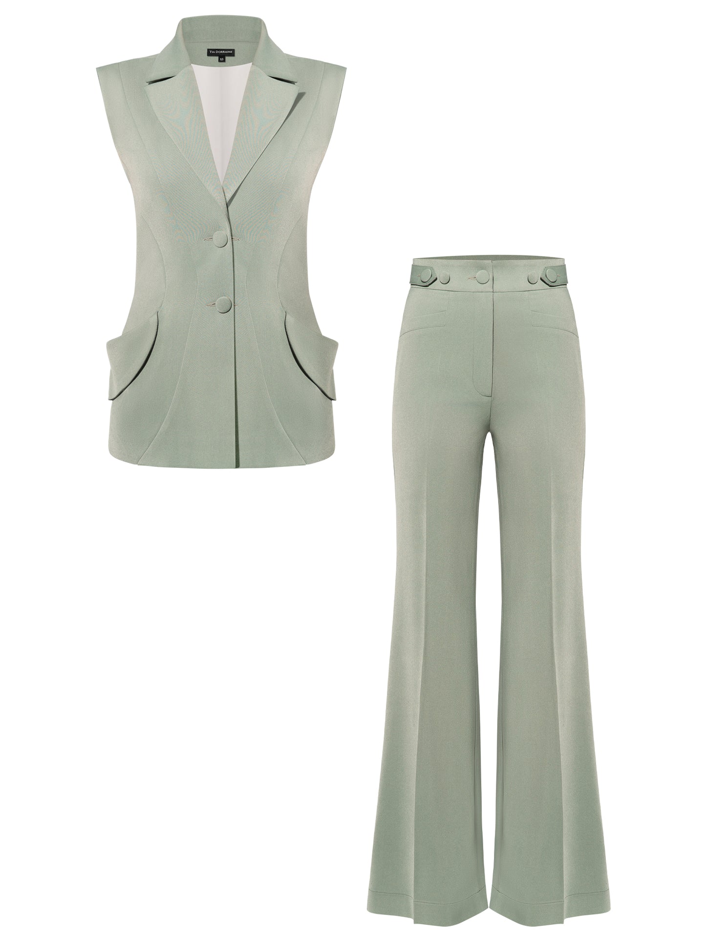 Tailored Fit Suiting Vest & Trousers Set - Light Green
