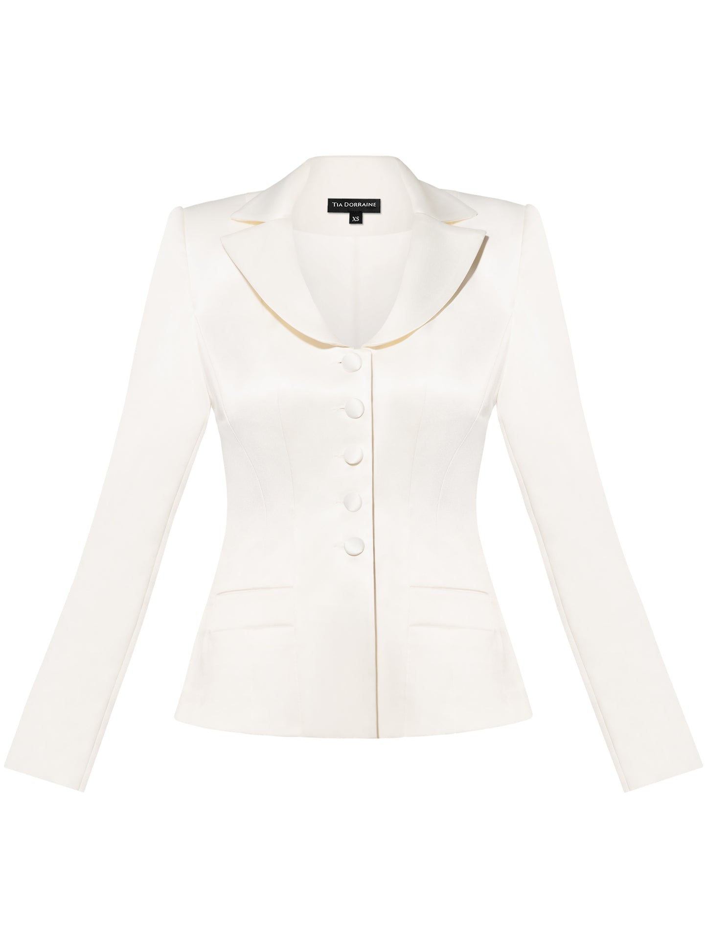 Tailored Satin Blazer - Pearl White