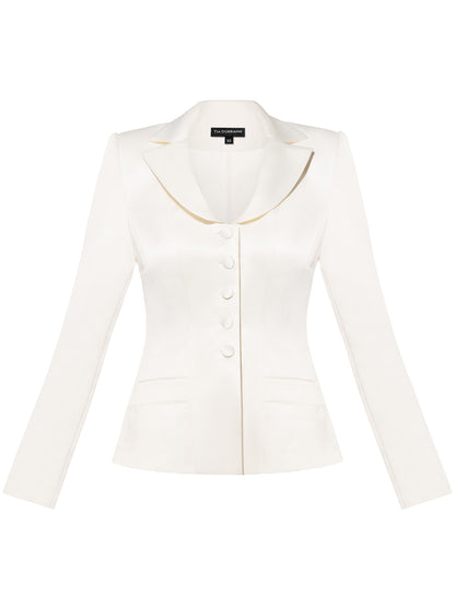 Tailored Satin Blazer - Pearl White