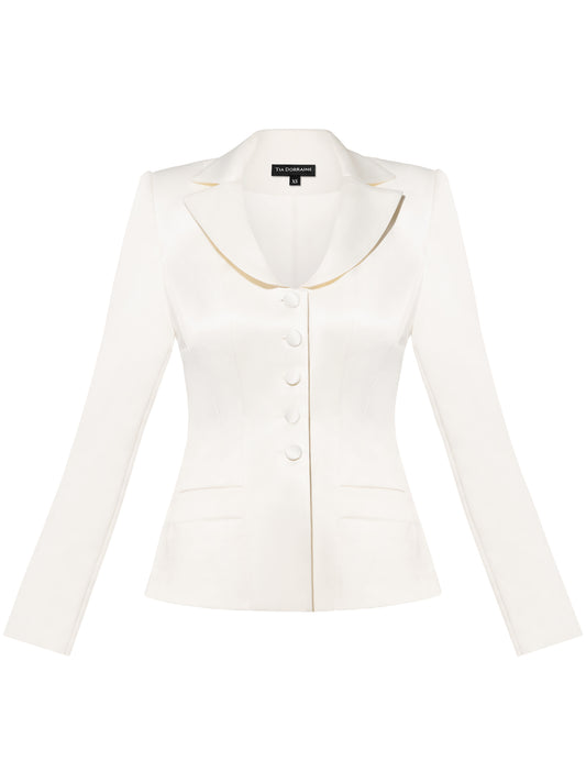 Tailored Satin Blazer - Pearl White