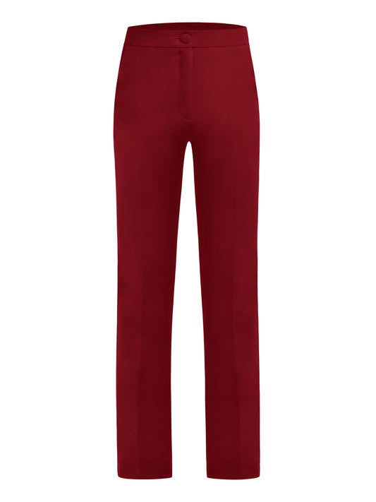 Tailored Straight-Leg Trousers - Burgundy