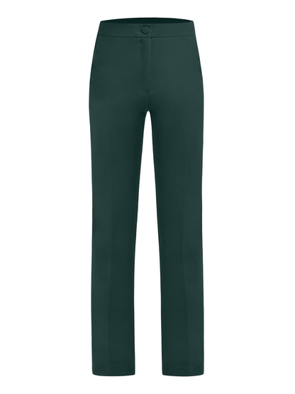 Tailored Straight-Leg Trousers - Dark Green by Tia Dorraine Women's Luxury Fashion Designer Clothing Brand