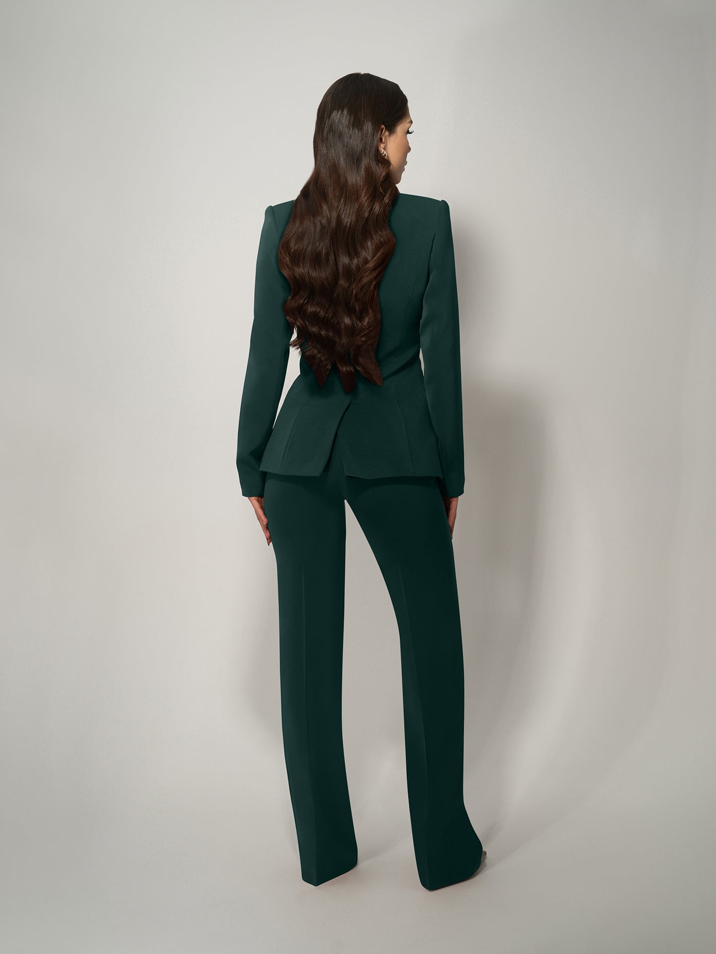 Tailored Straight-Leg Trousers - Dark Green by Tia Dorraine Women's Luxury Fashion Designer Clothing Brand