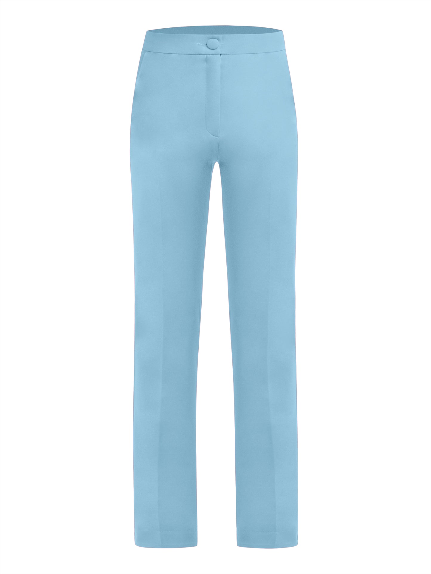 Tailored Straight-Leg Trousers - Light Blue by Tia Dorraine Women's Luxury Fashion Designer Clothing Brand