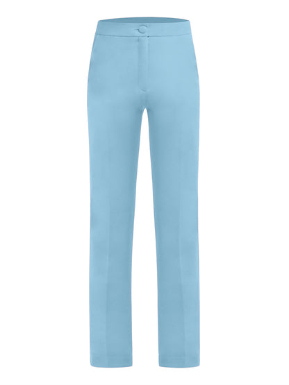 Tailored Straight-Leg Trousers - Light Blue by Tia Dorraine Women's Luxury Fashion Designer Clothing Brand