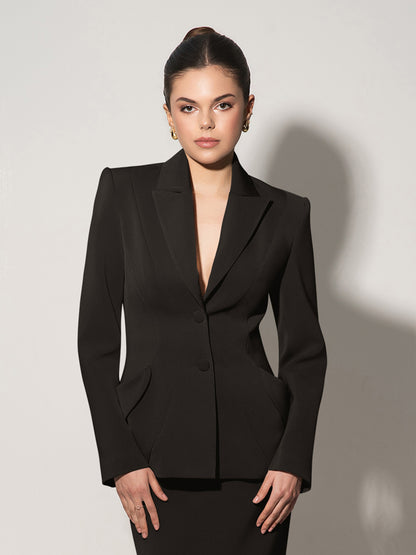 Tailored Fit Suiting Blazer - Black