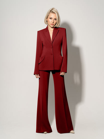 Tailored Fit Suiting Blazer - Burgundy