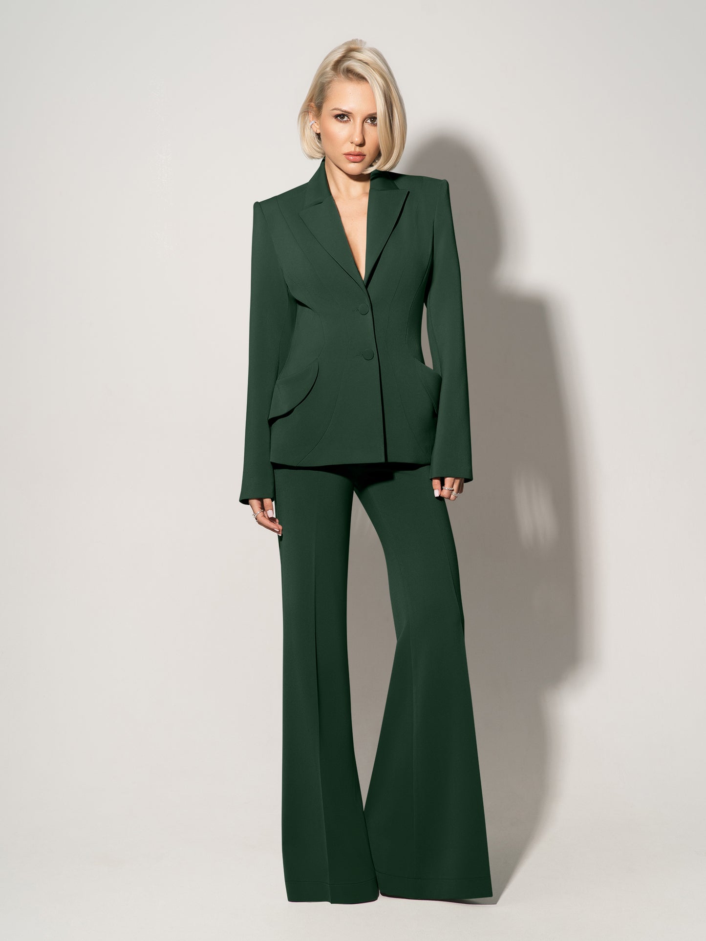 Tailored Fit Suiting Blazer - Dark Green