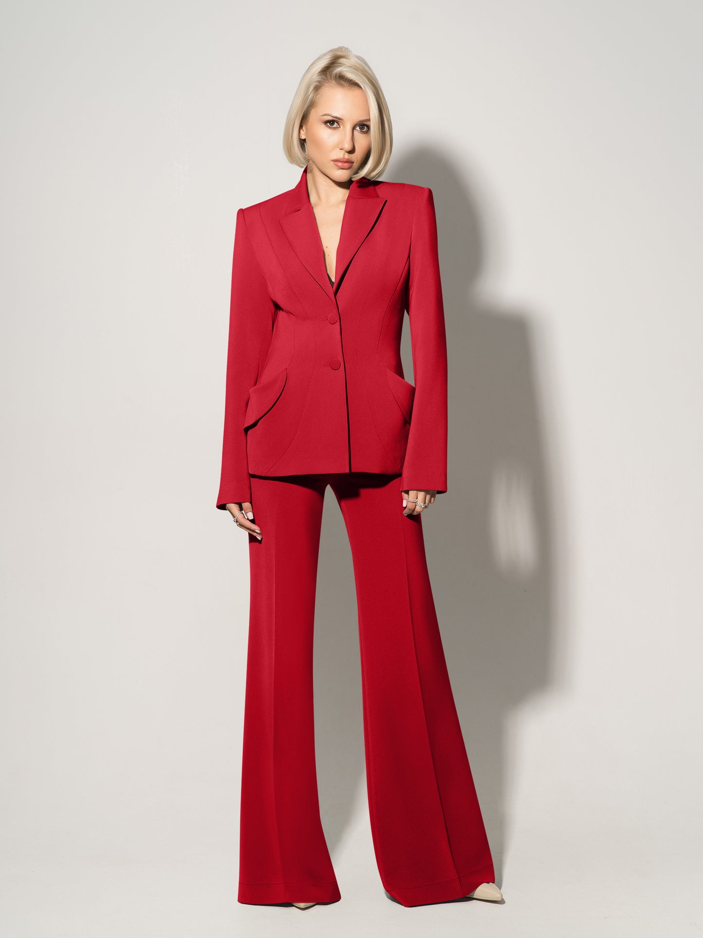 Tailored Fit Suiting Blazer - Fierce Red