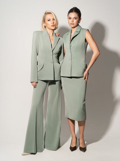 Tailored Fit Suiting Blazer & Trousers Suit - Light Green