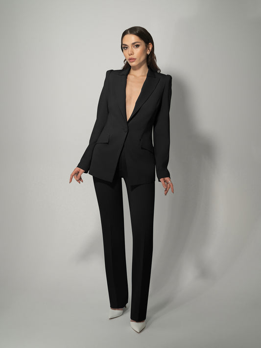 Tailored Straight-Leg Trousers - Black by Tia Dorraine Women's Luxury Fashion Designer Clothing Brand