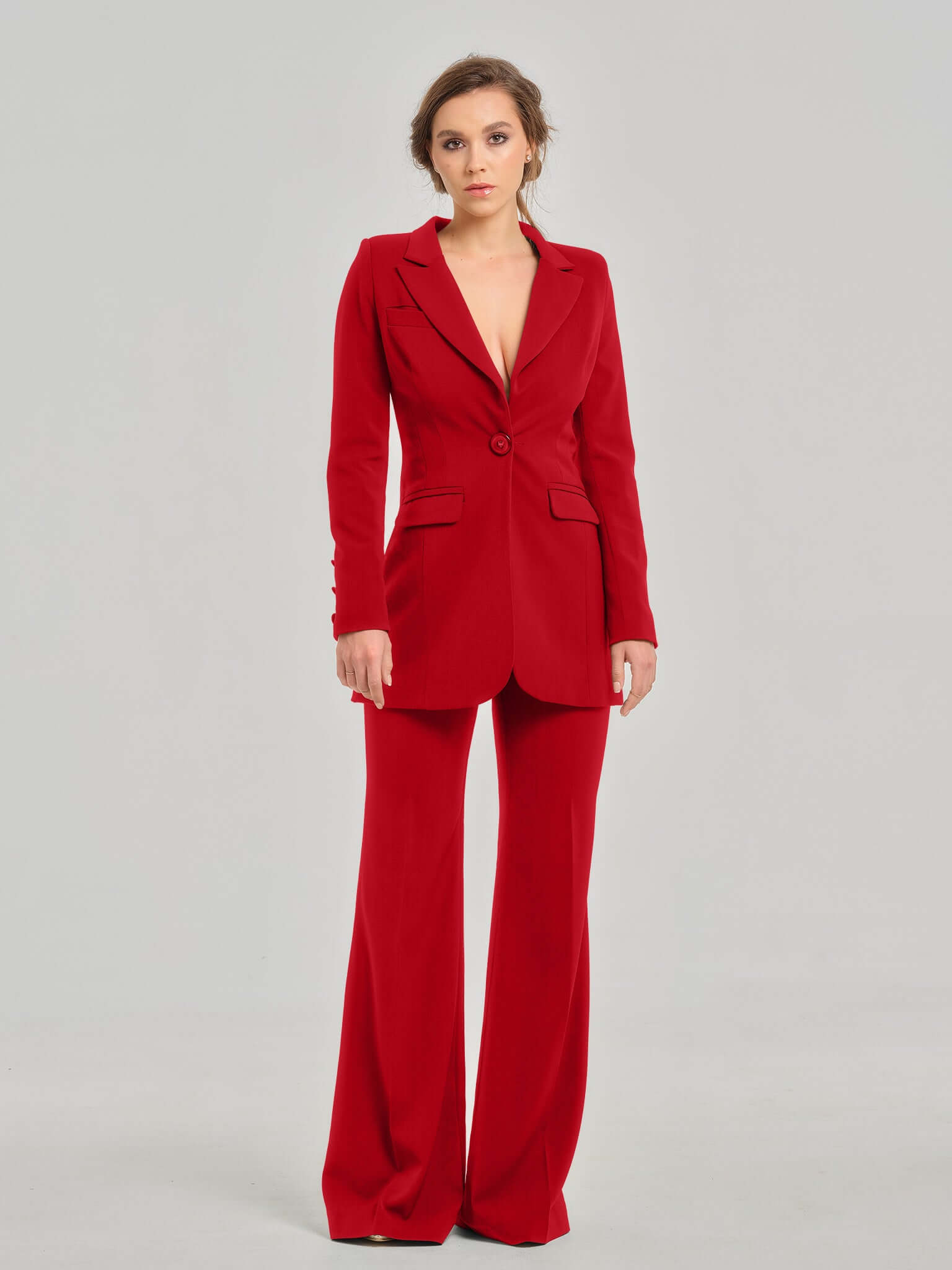 Fierce Red Timeless Power Suit by Tia Dorraine Women's Luxury Fashion Designer Clothing Brand